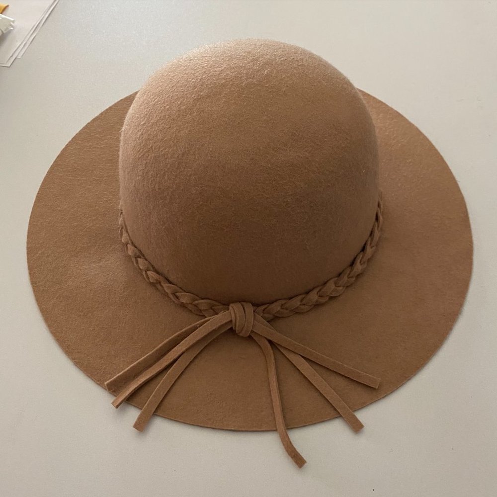 Women's Wide Brim Wool Hat w/ Braid Detail